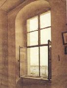 Caspar David Friedrich View of the Artist's Studio Left Window (mk10) oil painting